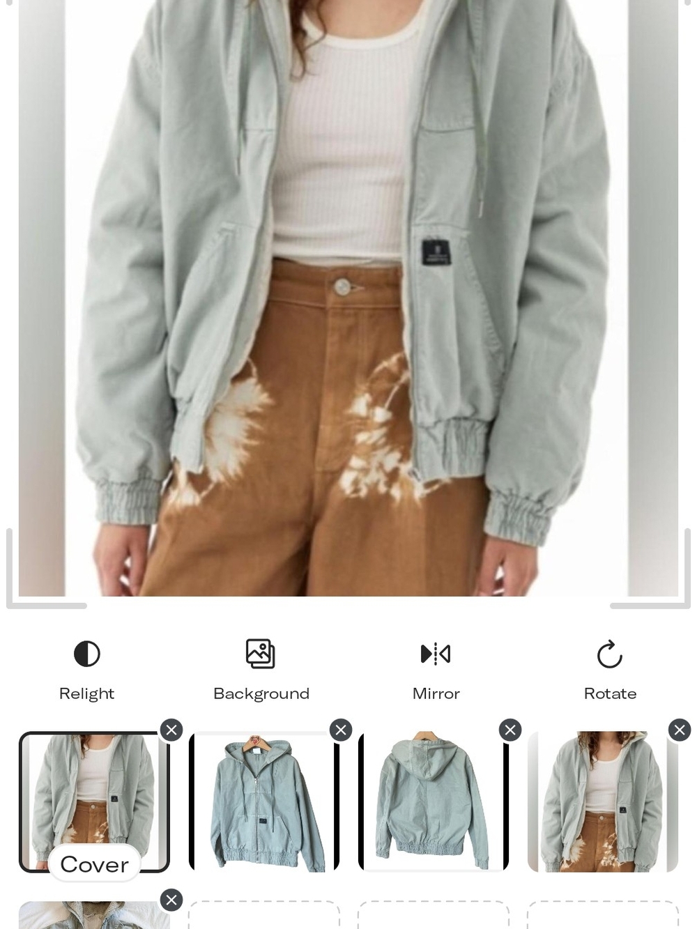 Urban Outfitters Light Sage Hooded Bomber Jacket